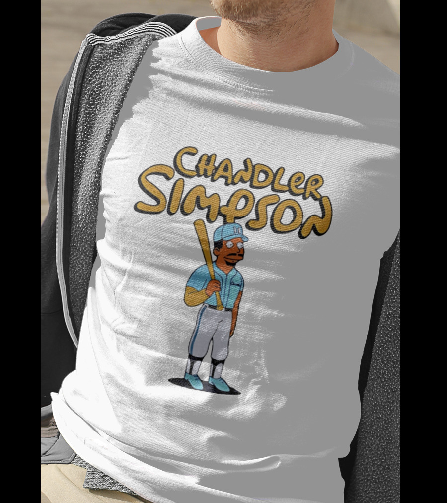 Chandler Simpson Baseball Bat Character In Blue Uniform T-Shirt