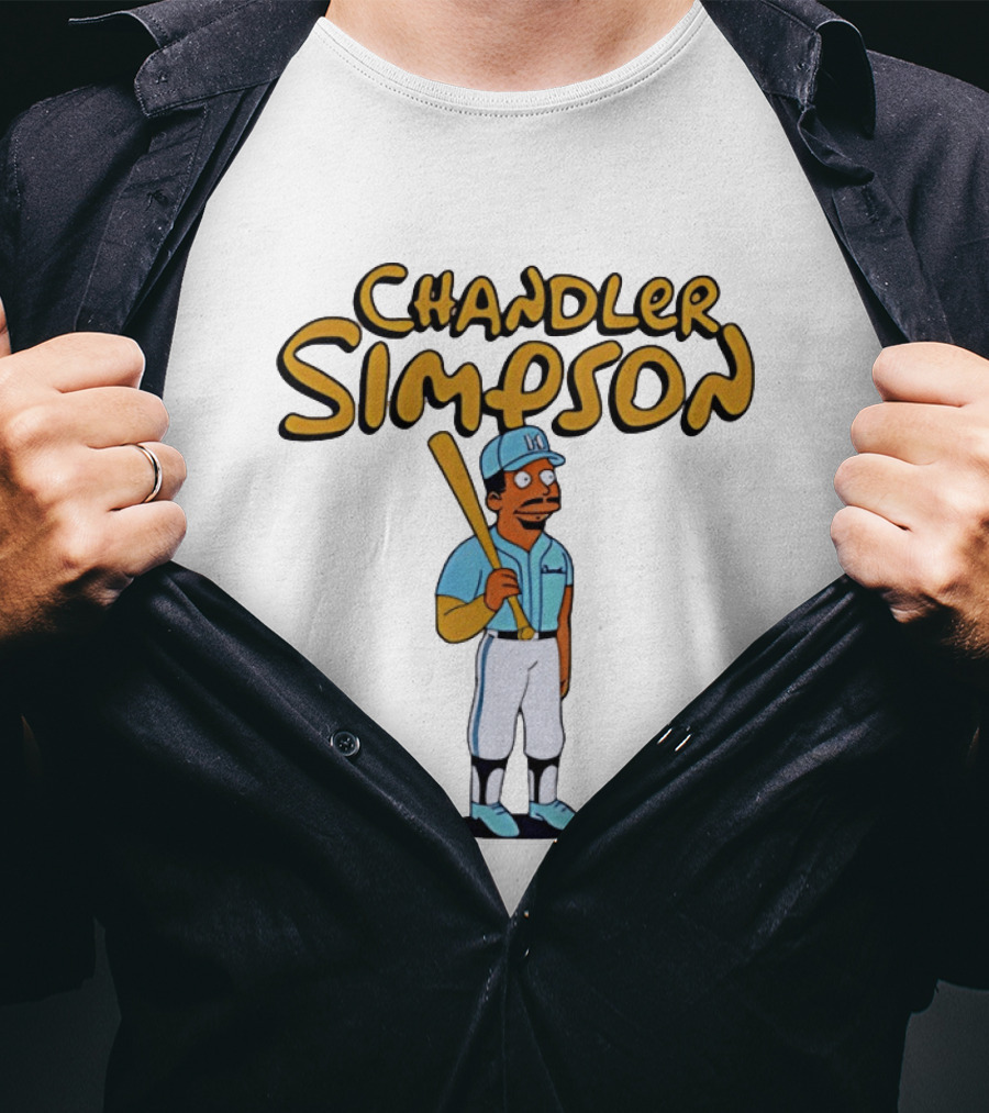 Chandler Simpson Baseball Bat Character In Blue Uniform T-Shirt