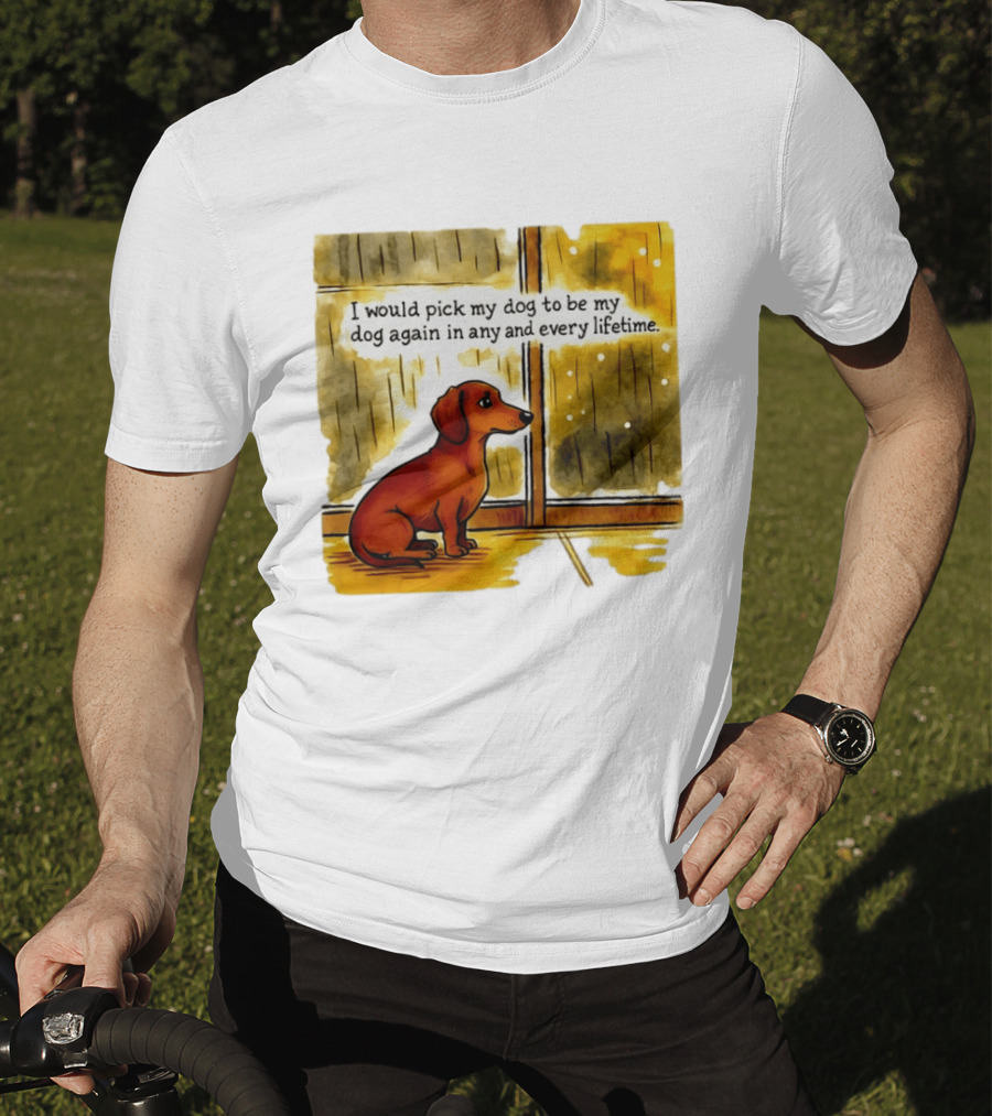 I Would Pick My Dog To Be My Dog Again In Any And Every Lifetime Dachshund By Window T-Shirt