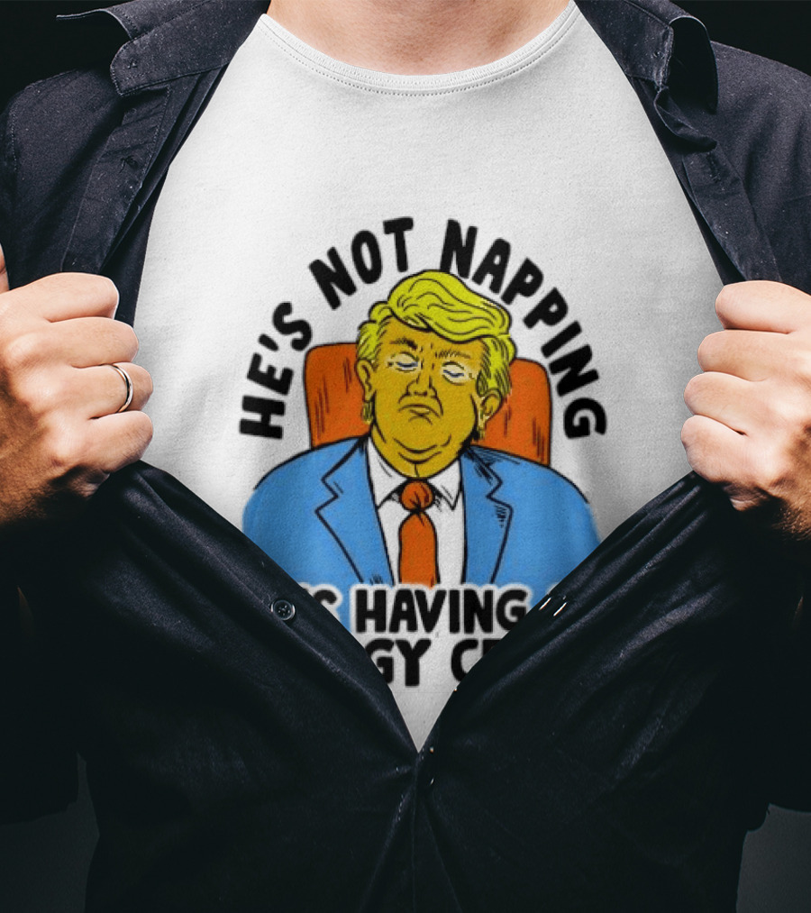 He's Not Napping He's Having An Energy Crisis Trump Sarcastic Boss Dog T-Shirt