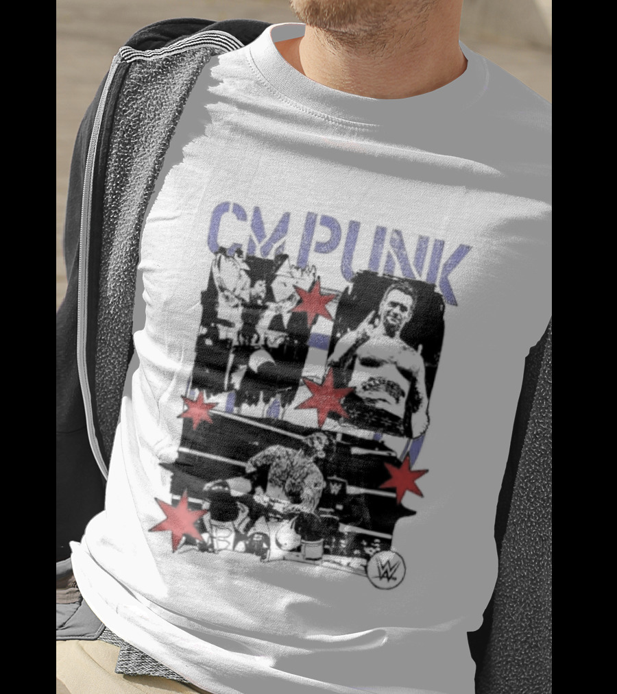 CM Punk WWE Chicago Stars Collage Wrestler Fan Favorite T-Shirt