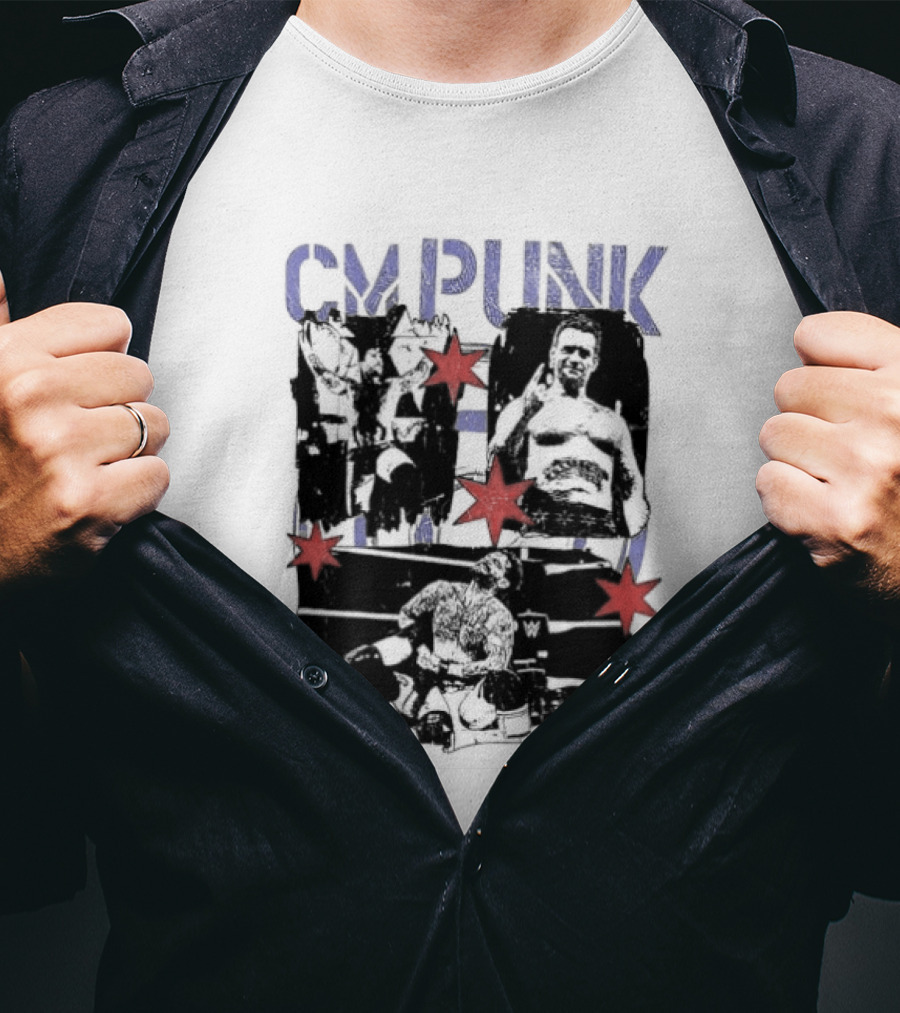 CM Punk WWE Chicago Stars Collage Wrestler Fan Favorite T-Shirt