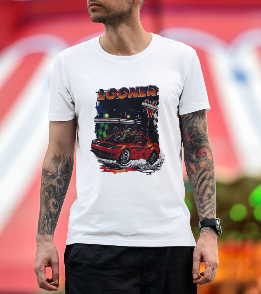 Looner Cartoon Car Race Adventure T-Shirt