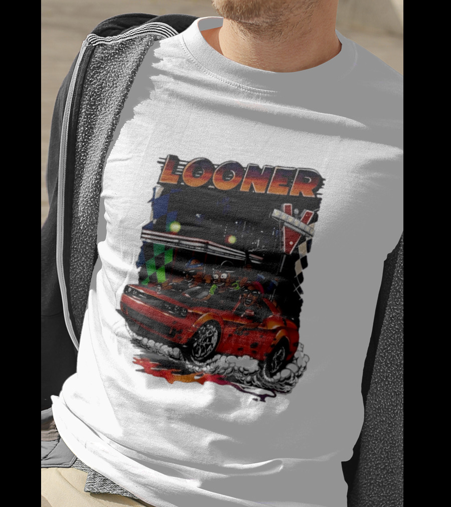 Looner Cartoon Car Race Adventure T-Shirt