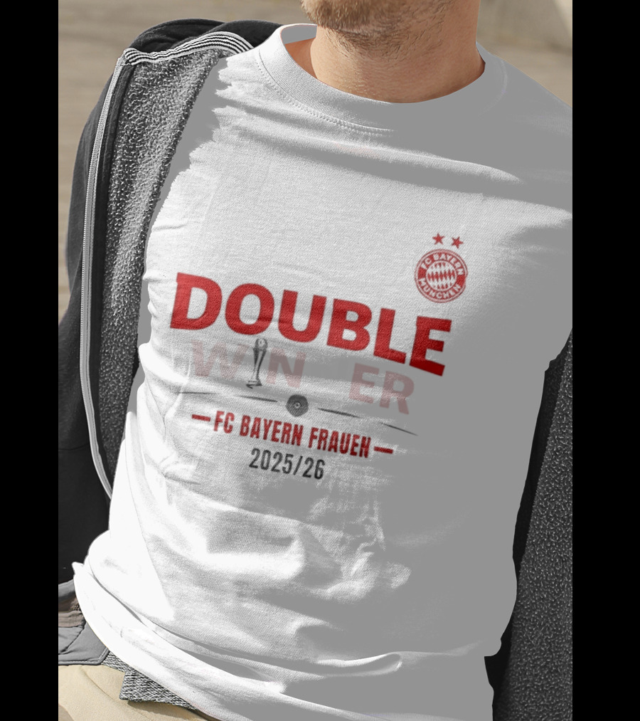 Double Winner FC Bayern Frauen 2025 2026 Championship Victory T-Shirt