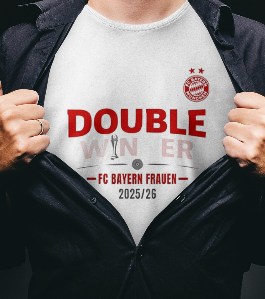 Double Winner FC Bayern Frauen 2025 2026 Championship Victory T-Shirt