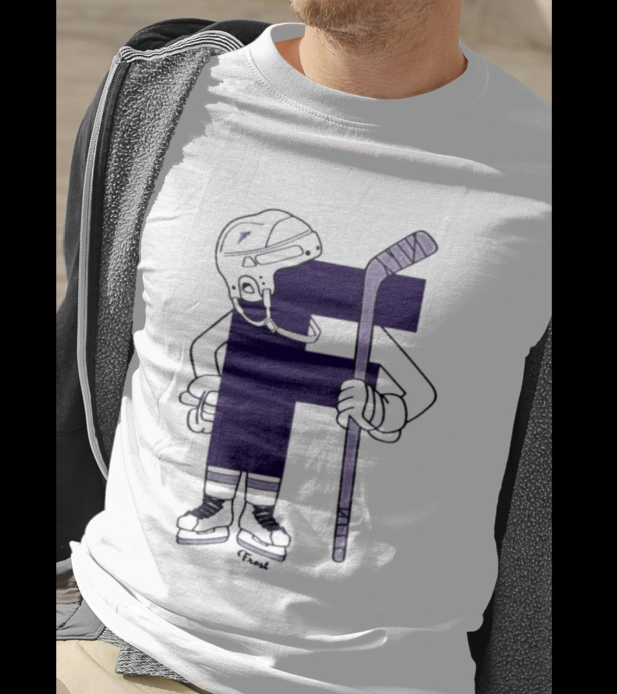Minnesota Frost Hockey Character With Stick And Helmet T-Shirt