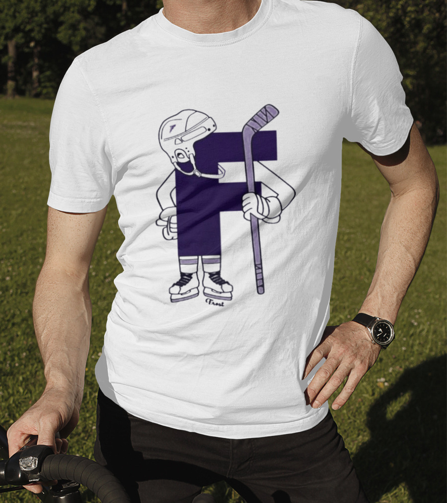 Minnesota Frost Hockey Character With Stick And Helmet T-Shirt