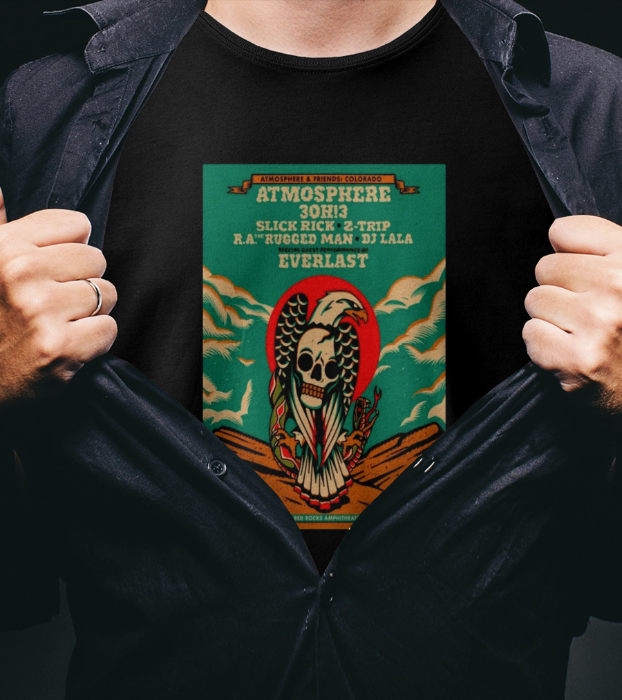 Atmosphere Friends Colorado Slick Rick Red Rocks September 19 2026 Morrison CO T-Shirt
