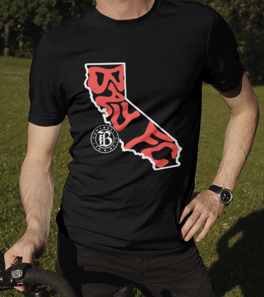 Bay FC Groovy Text California State Map Football Club T-Shirt