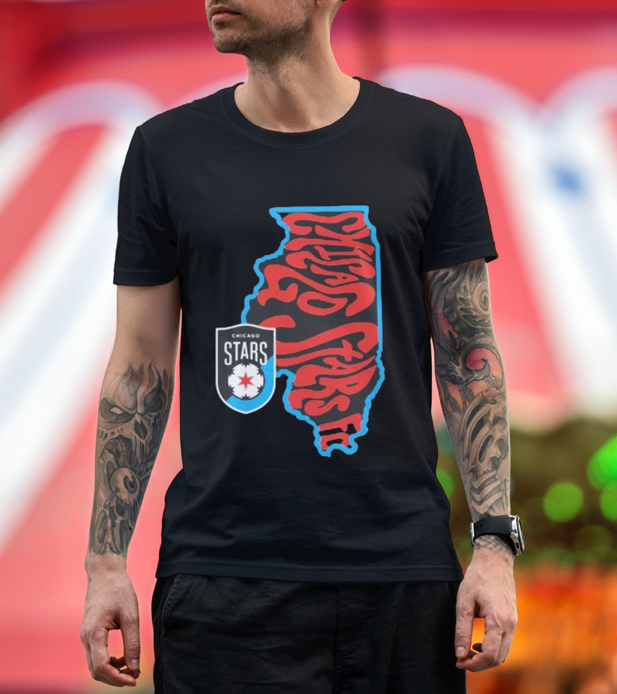 Chicago Stars FC Groovy Team State Illinois Map T-Shirt