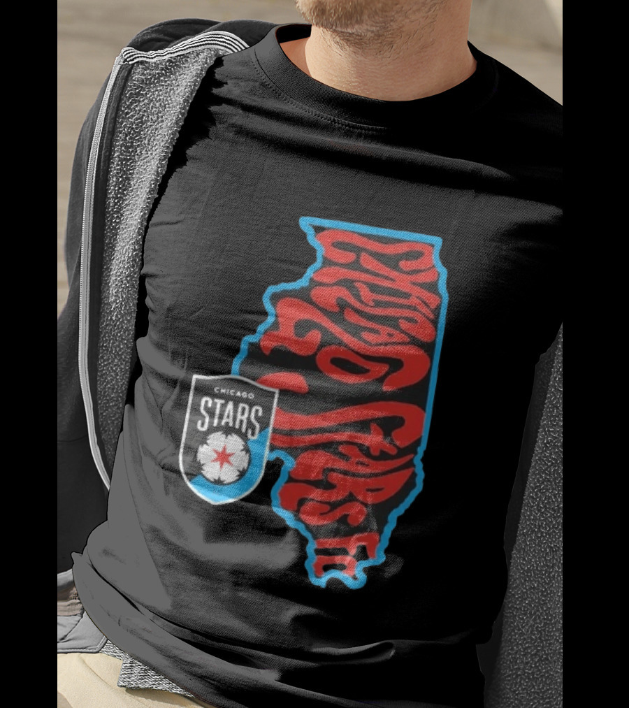 Chicago Stars FC Groovy Team State Illinois Map T-Shirt