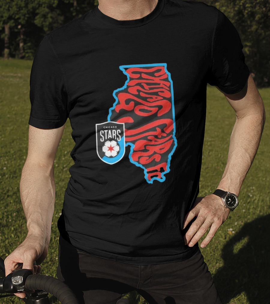 Chicago Stars FC Groovy Team State Illinois Map T-Shirt
