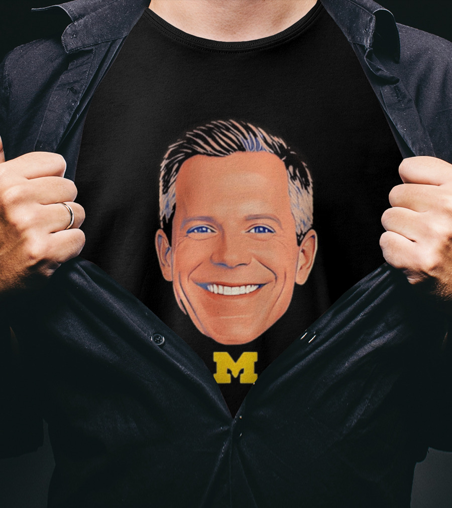 Dusty May Big Face Michigan Wolverines M Yellow T-Shirt