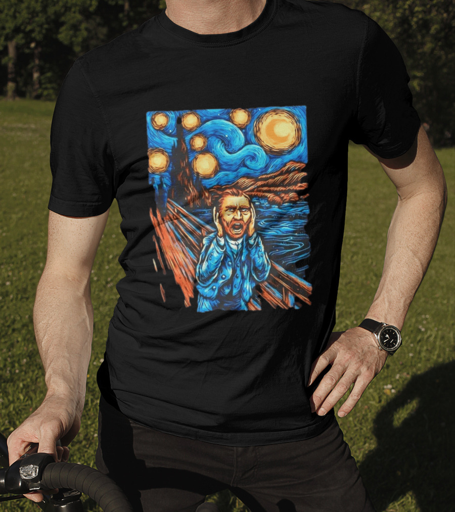 Vincent Van Gogh Starry Night Meets Edvard Munch The Scream Fusion T-Shirt