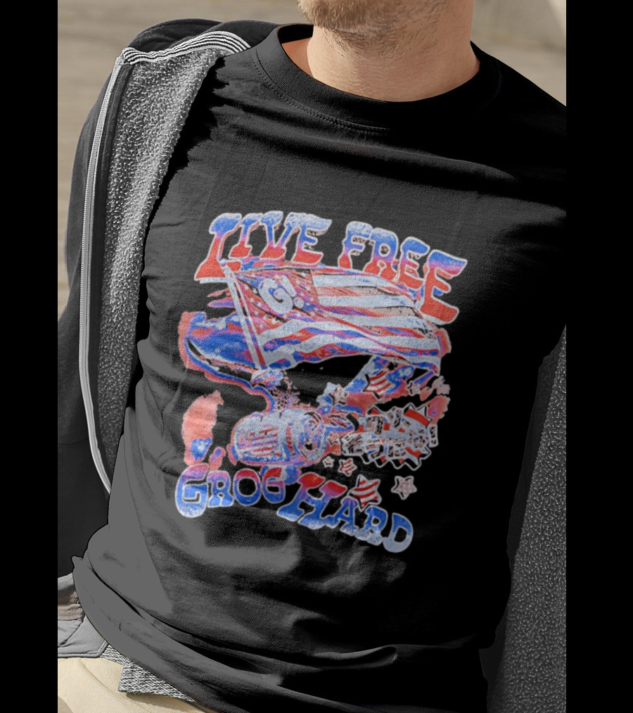 Live Free Grog Hard 2026 Grog Tour American Flag Crocodile And Beer Barrel T-Shirt