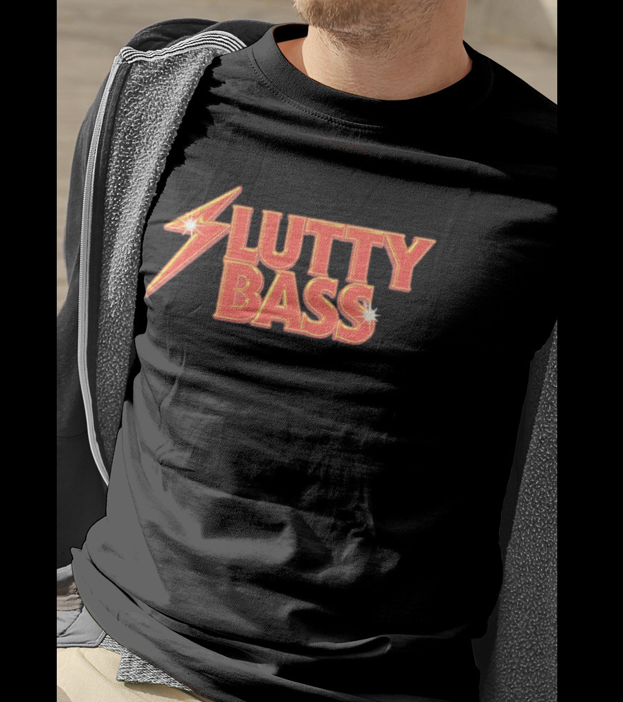 Lutty Bass Lightning Bolt Vintage Style Retro Music T-Shirt