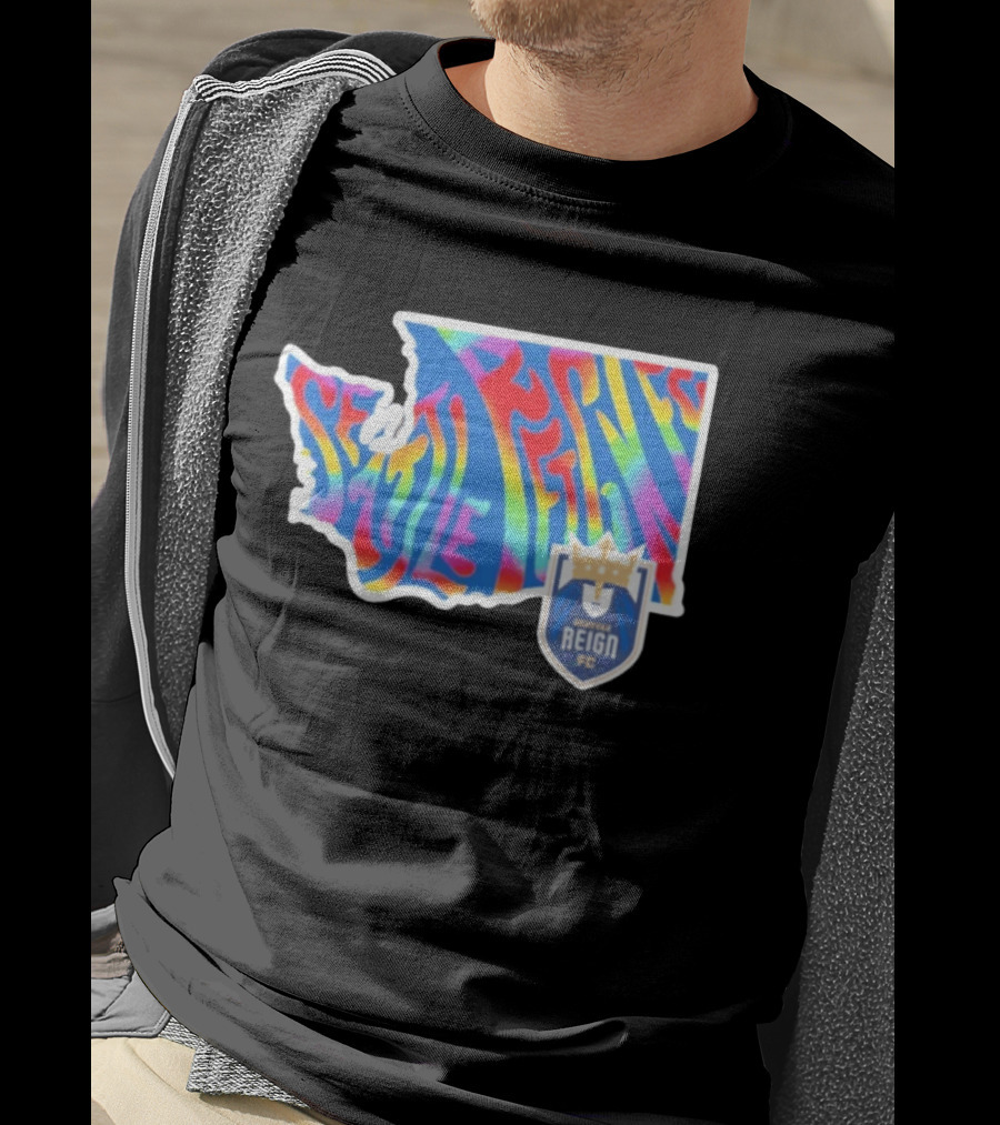 Seattle Reign FC Groovy Pride State Washington Map Rainbow T-Shirt