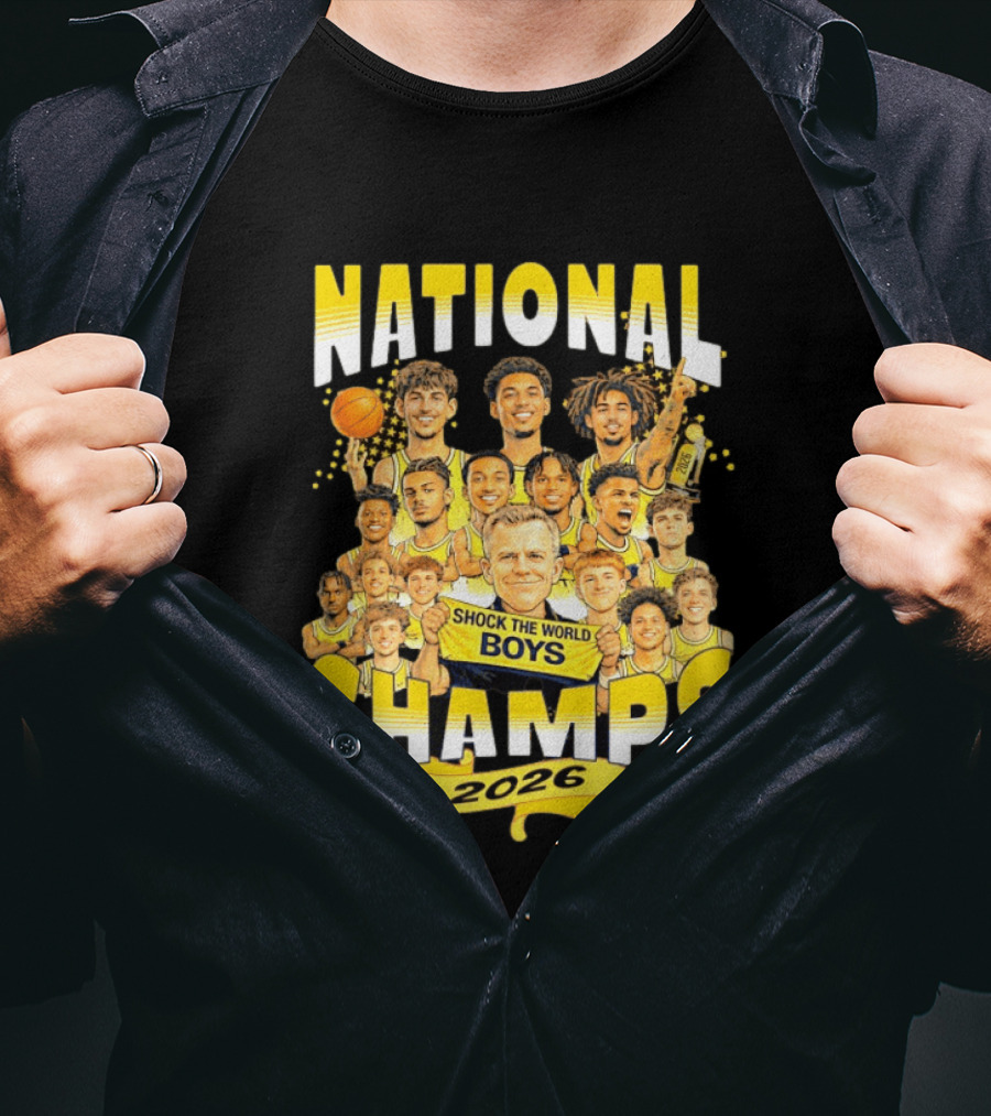 Michigan Wolverines National Champs 2026 Shock The World Boys T-Shirt