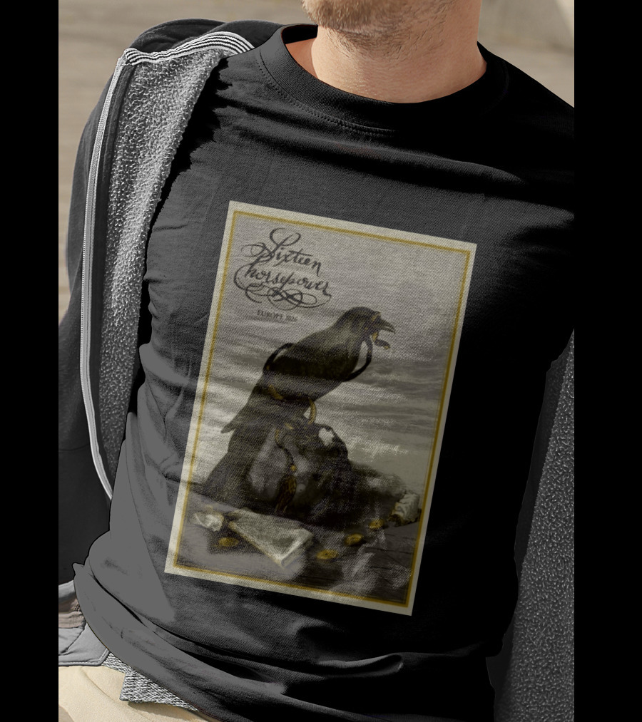 Sixteen Horsepower Europe 2026 Tour Art With Raven And Script T-Shirt