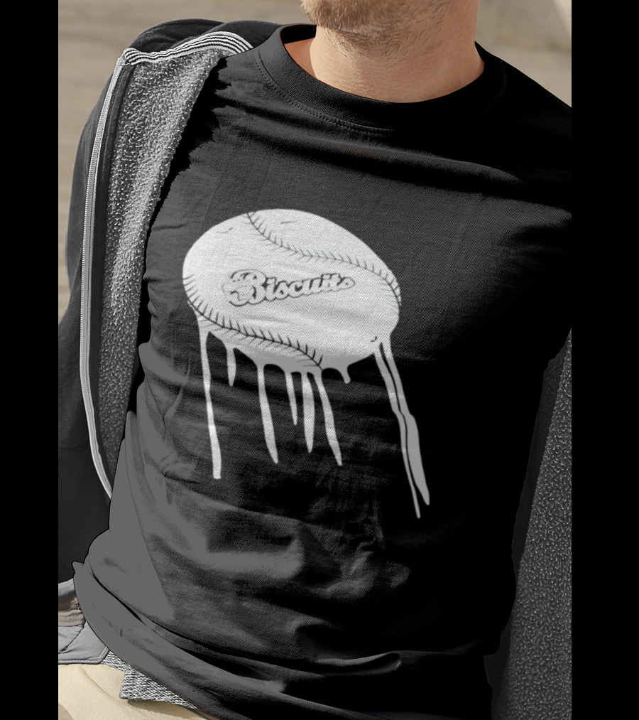 Montgomery Biscuits Baseball Dripping Melted Effect T-Shirt