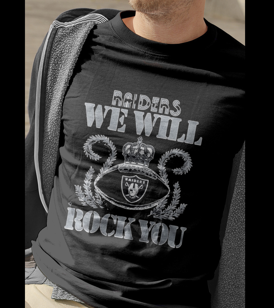 Las Vegas Raiders We Will Rock You 2026 Football Crown Silver T-Shirt