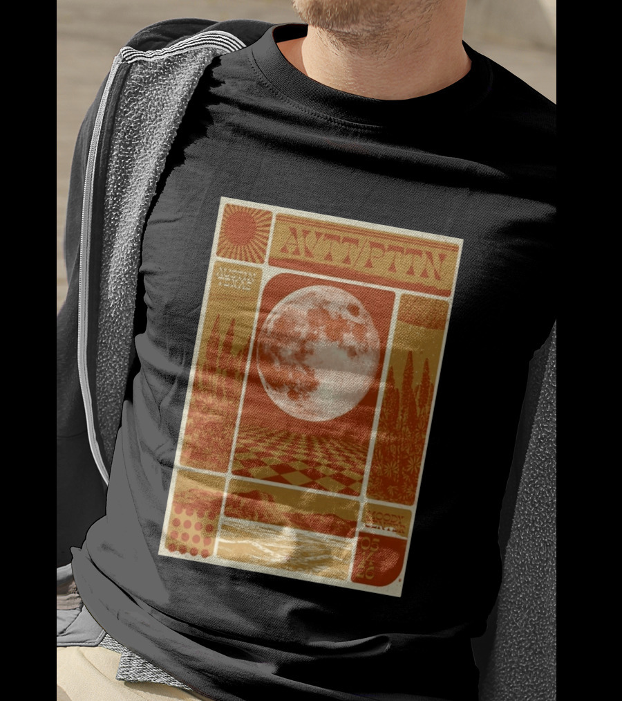 The Avett Brothers AWT PTTN Moon Checkered Austin Texas Moody Center May 14 2026 T-Shirt