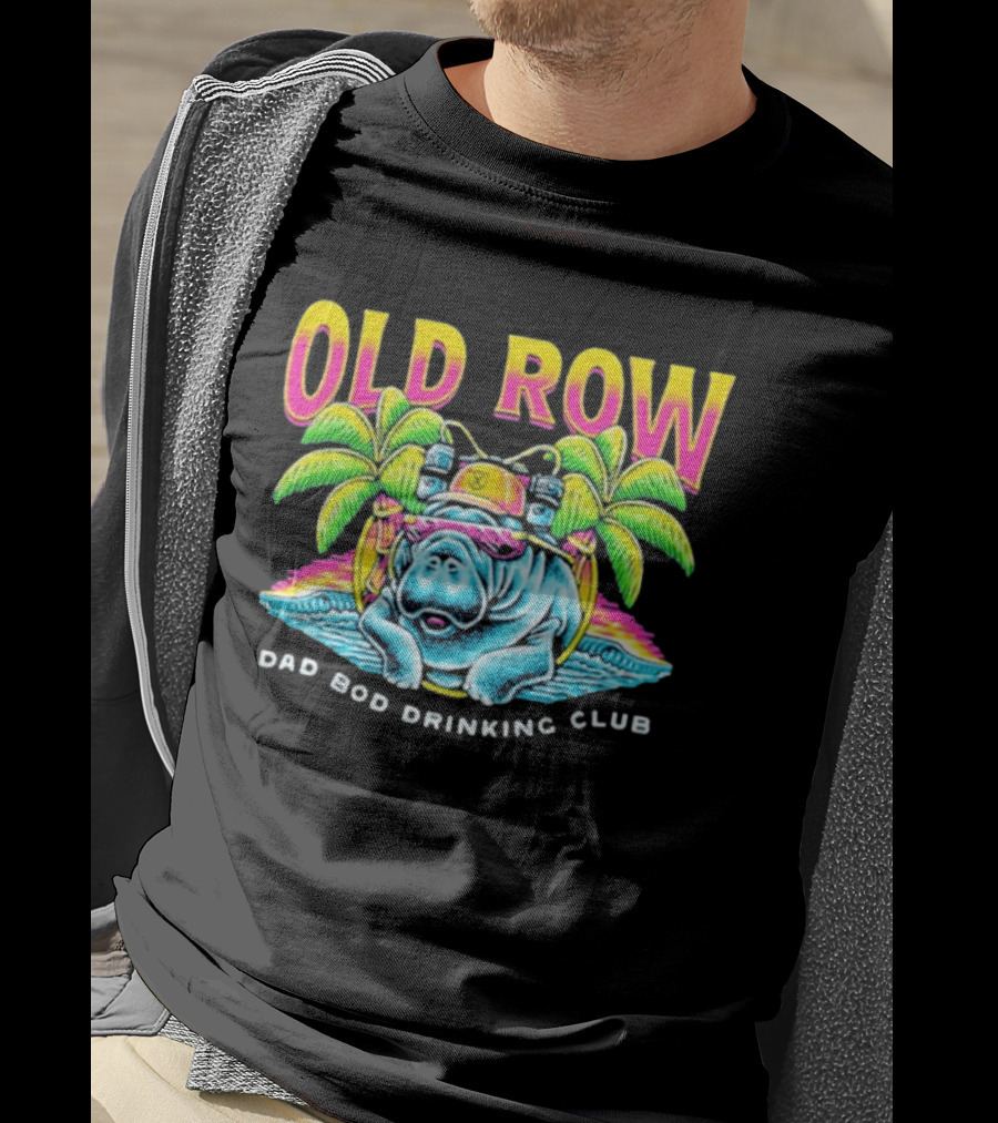 Old Row Dad Bod Drinking Club Manatee Tropical Palm Tree T-Shirt