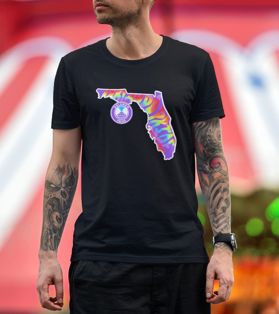 Orlando Pride Groovy Rainbow Florida Map T-Shirt