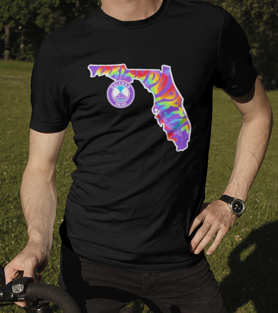 Orlando Pride Groovy Rainbow Florida Map T-Shirt