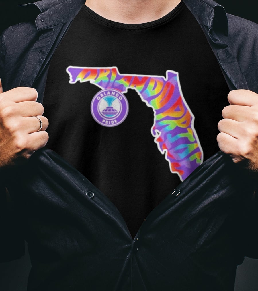 Orlando Pride Groovy Rainbow Florida Map T-Shirt