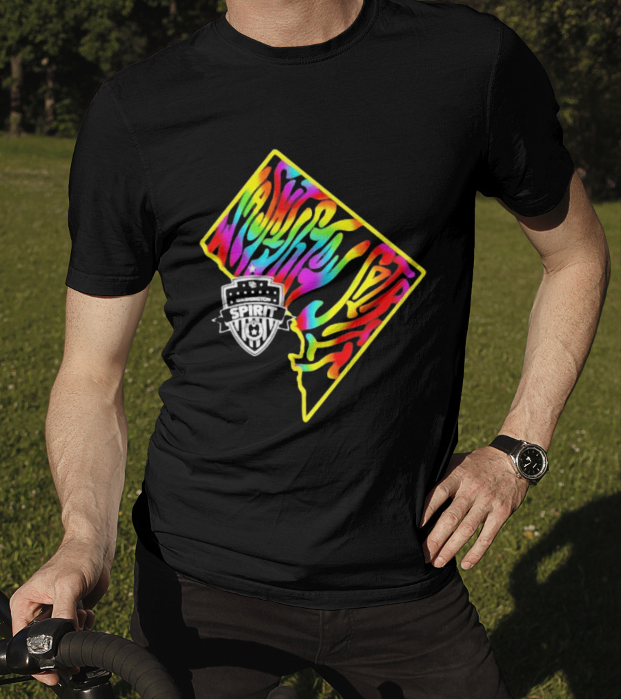 Washington Spirit Groovy Pride Rainbow State Map T-Shirt