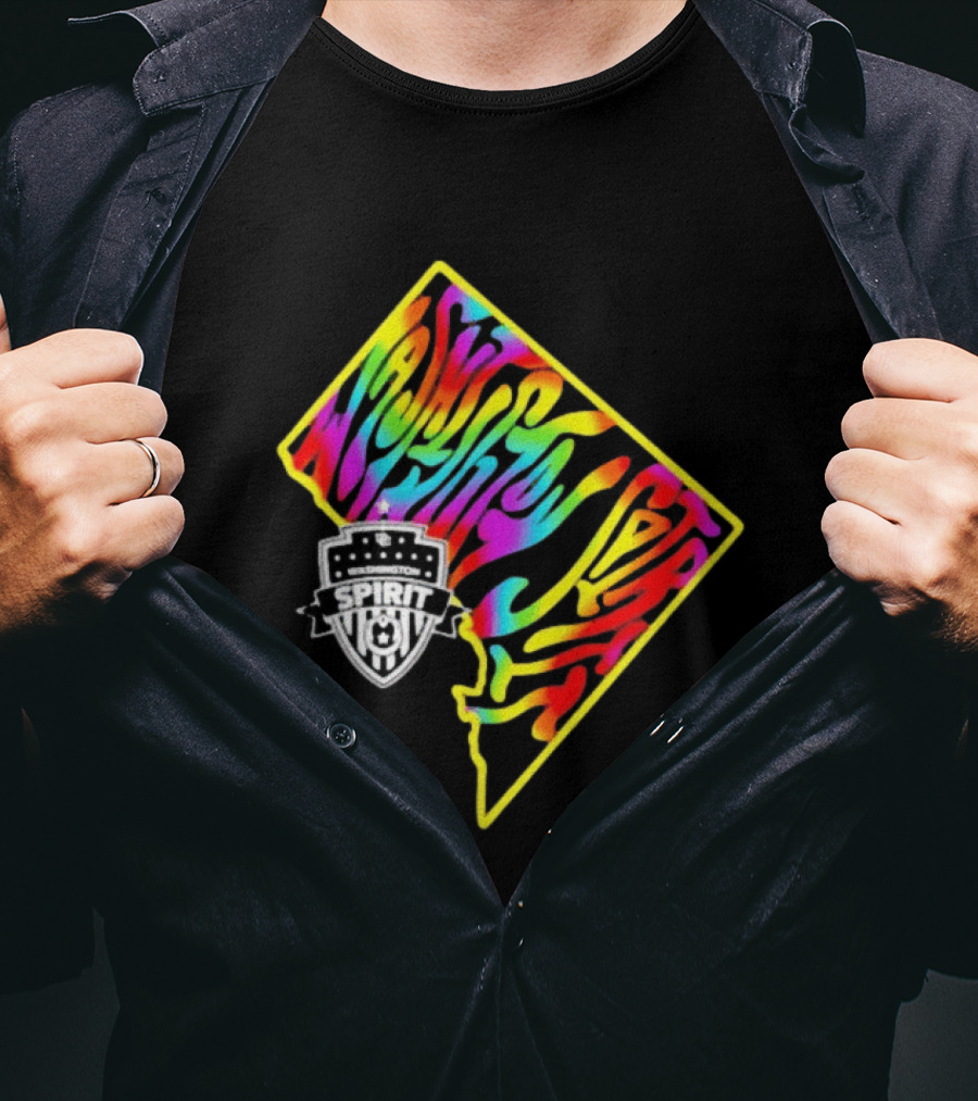 Washington Spirit Groovy Pride Rainbow State Map T-Shirt