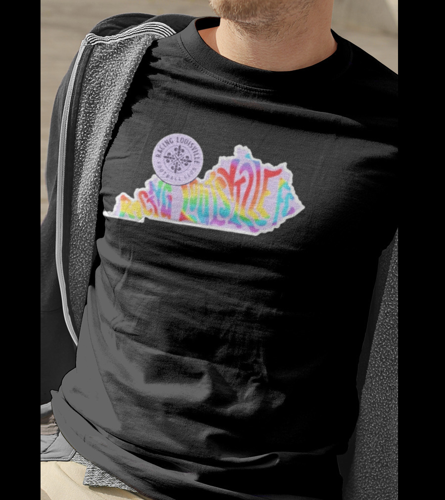 Racing Louisville FC Pride Kentucky State Map Groovy T-Shirt