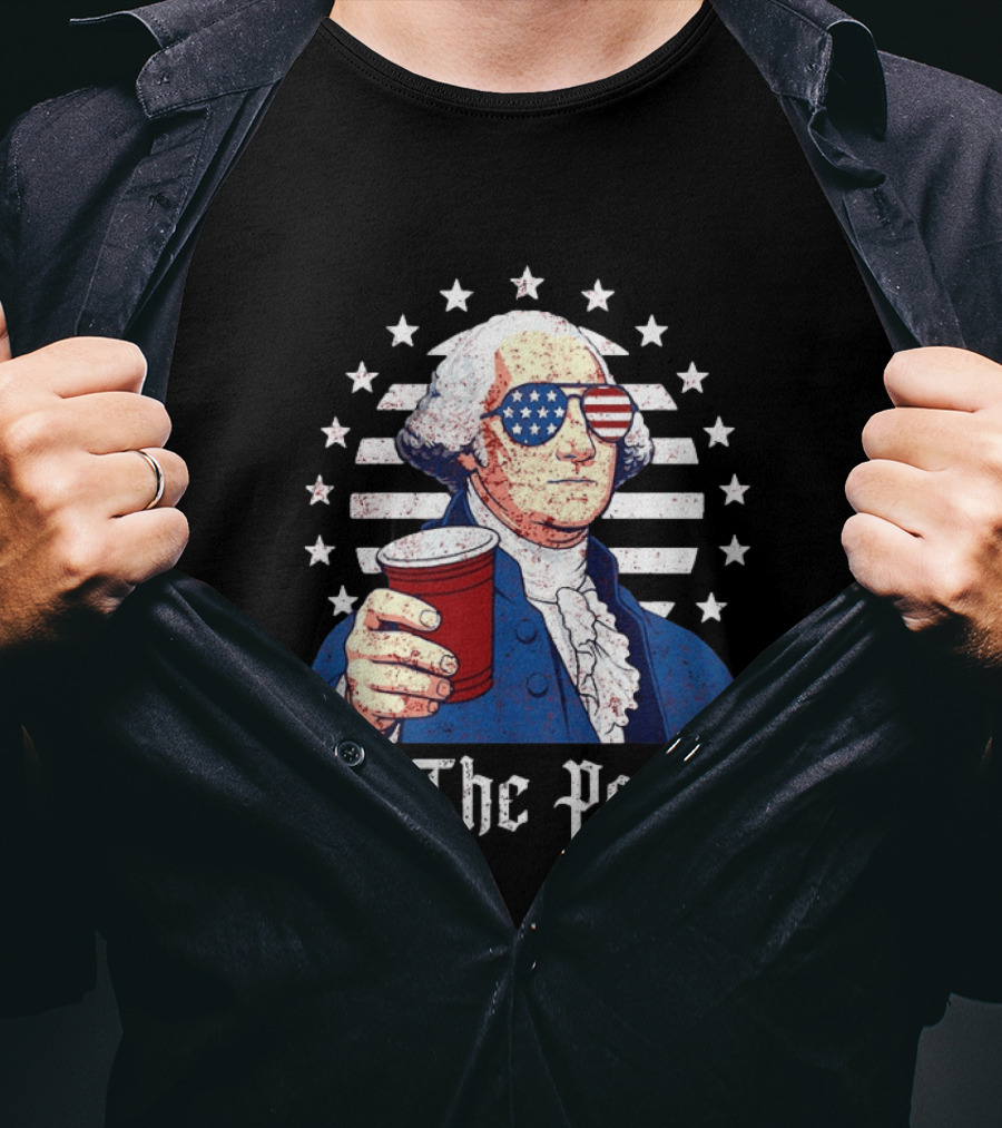 We The People George Washington Patriotic American Flag Sunglasses T-Shirt