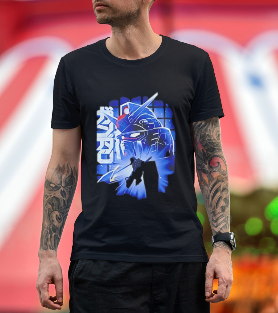 RX 78 2 Mobile Suit Gundam Fighter Neon Blue T-Shirt