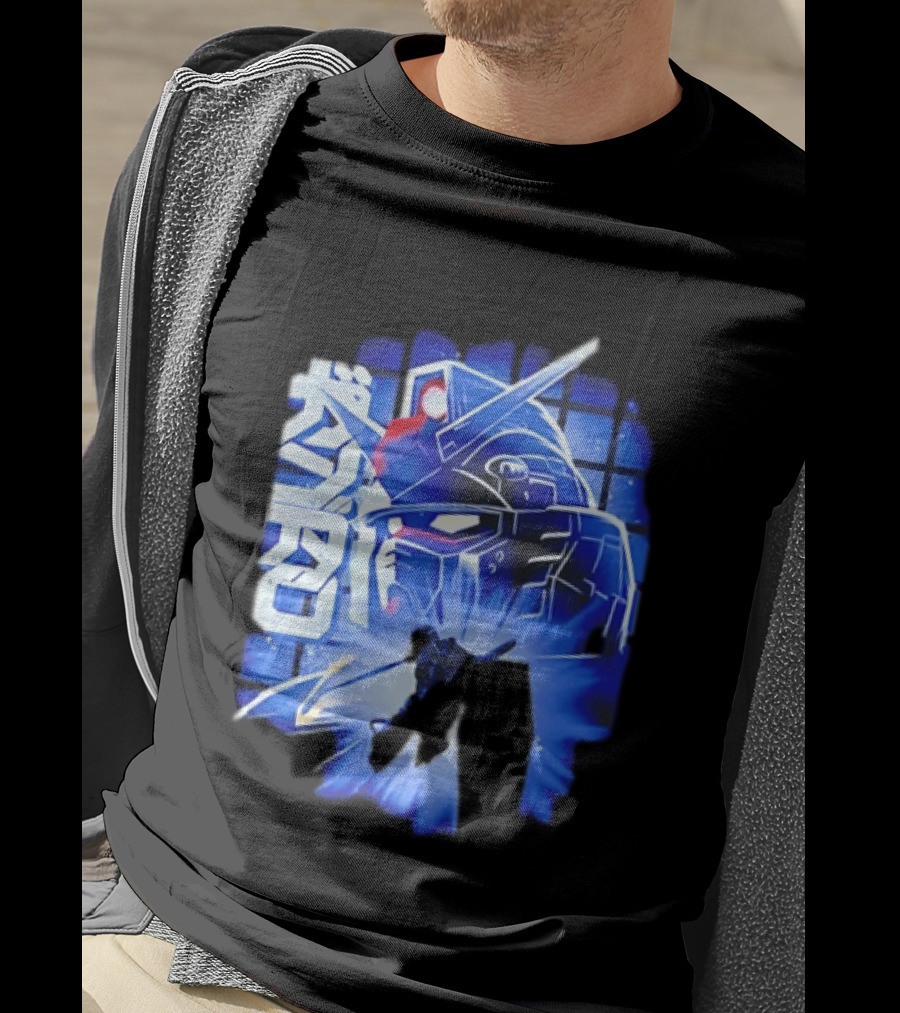 RX 78 2 Mobile Suit Gundam Fighter Neon Blue T-Shirt