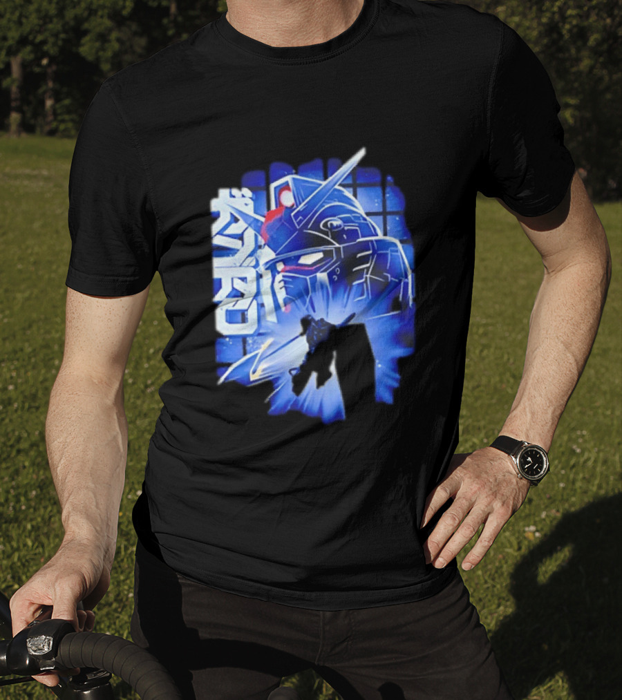 RX 78 2 Mobile Suit Gundam Fighter Neon Blue T-Shirt
