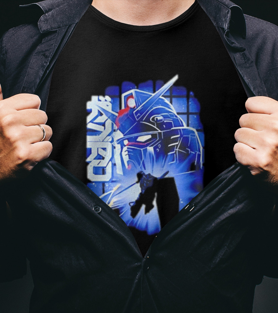 RX 78 2 Mobile Suit Gundam Fighter Neon Blue T-Shirt