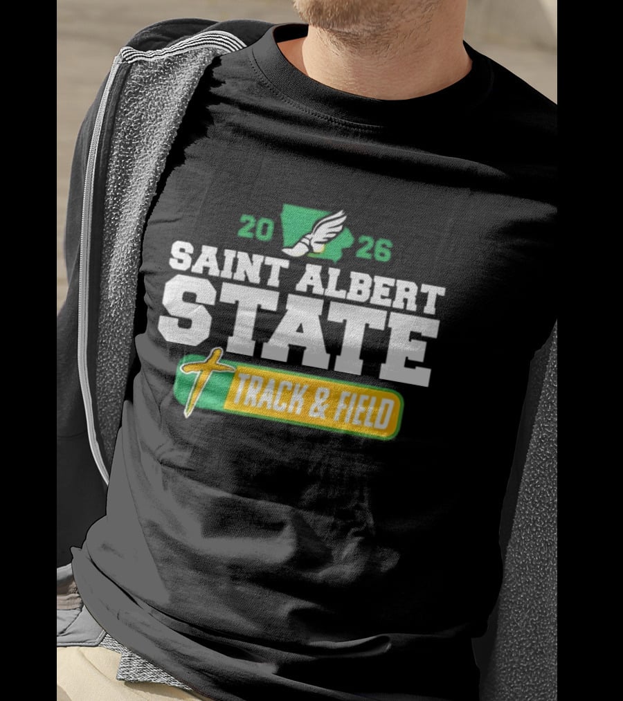 Saint Albert State 2026 Track & Field Winged Shoe T-Shirt