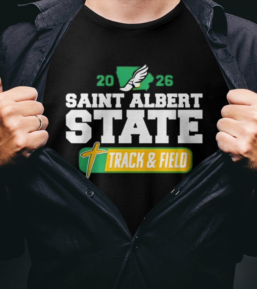 Saint Albert State 2026 Track & Field Winged Shoe T-Shirt
