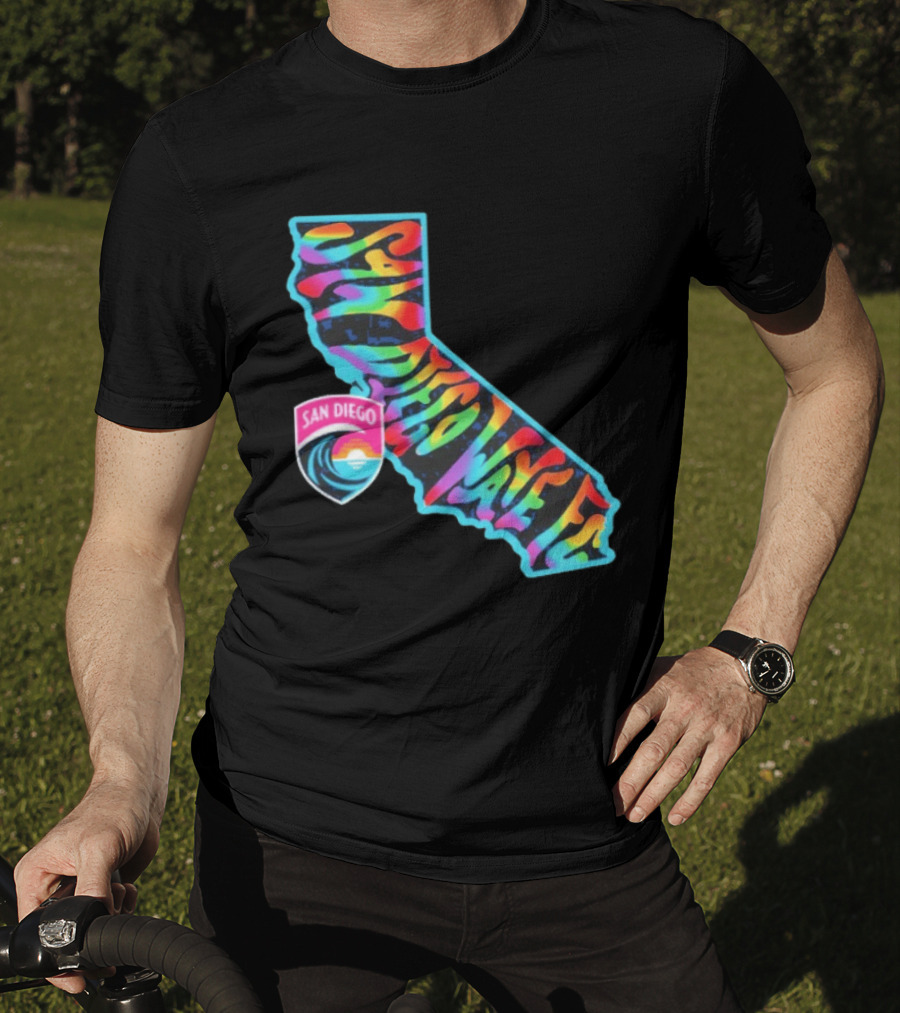 San Diego Wave FC Groovy Pride California Map T-Shirt