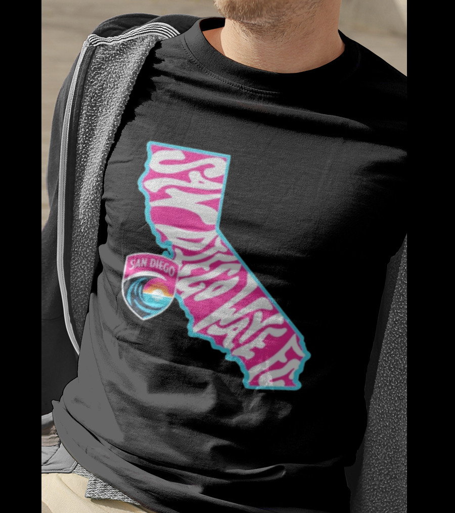 San Diego Wave FC Groovy California Pink State T-Shirt