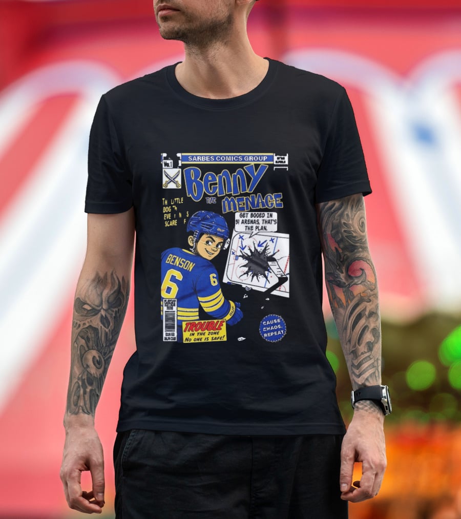 Sarbes Comics Benny The Menace Zach Benson Trouble Buffalo Sabres Hockey T-Shirt