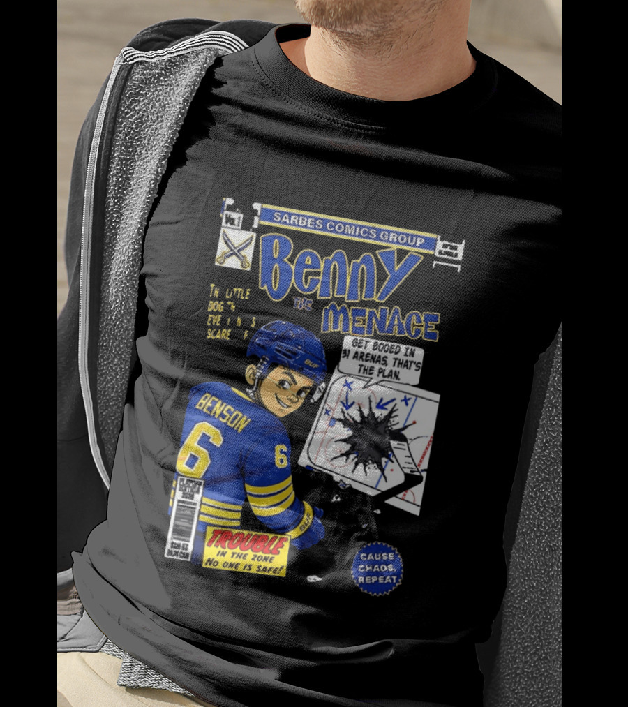 Sarbes Comics Benny The Menace Zach Benson Trouble Buffalo Sabres Hockey T-Shirt