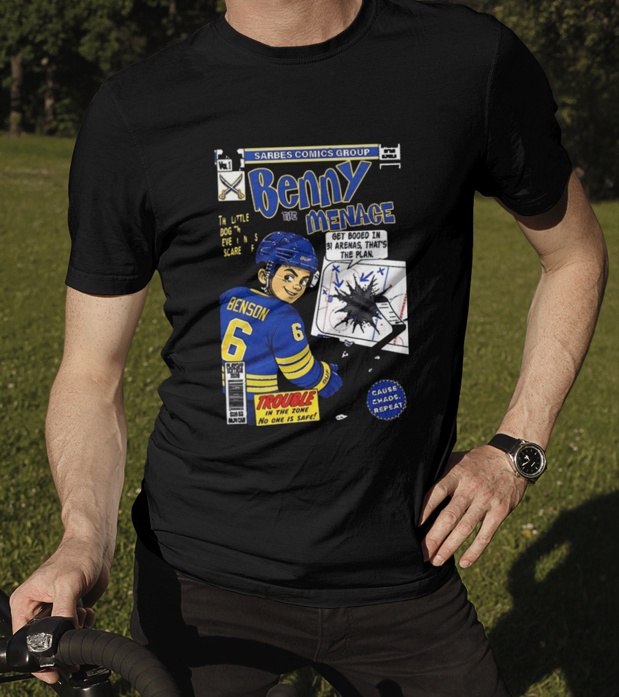 Sarbes Comics Benny The Menace Zach Benson Trouble Buffalo Sabres Hockey T-Shirt