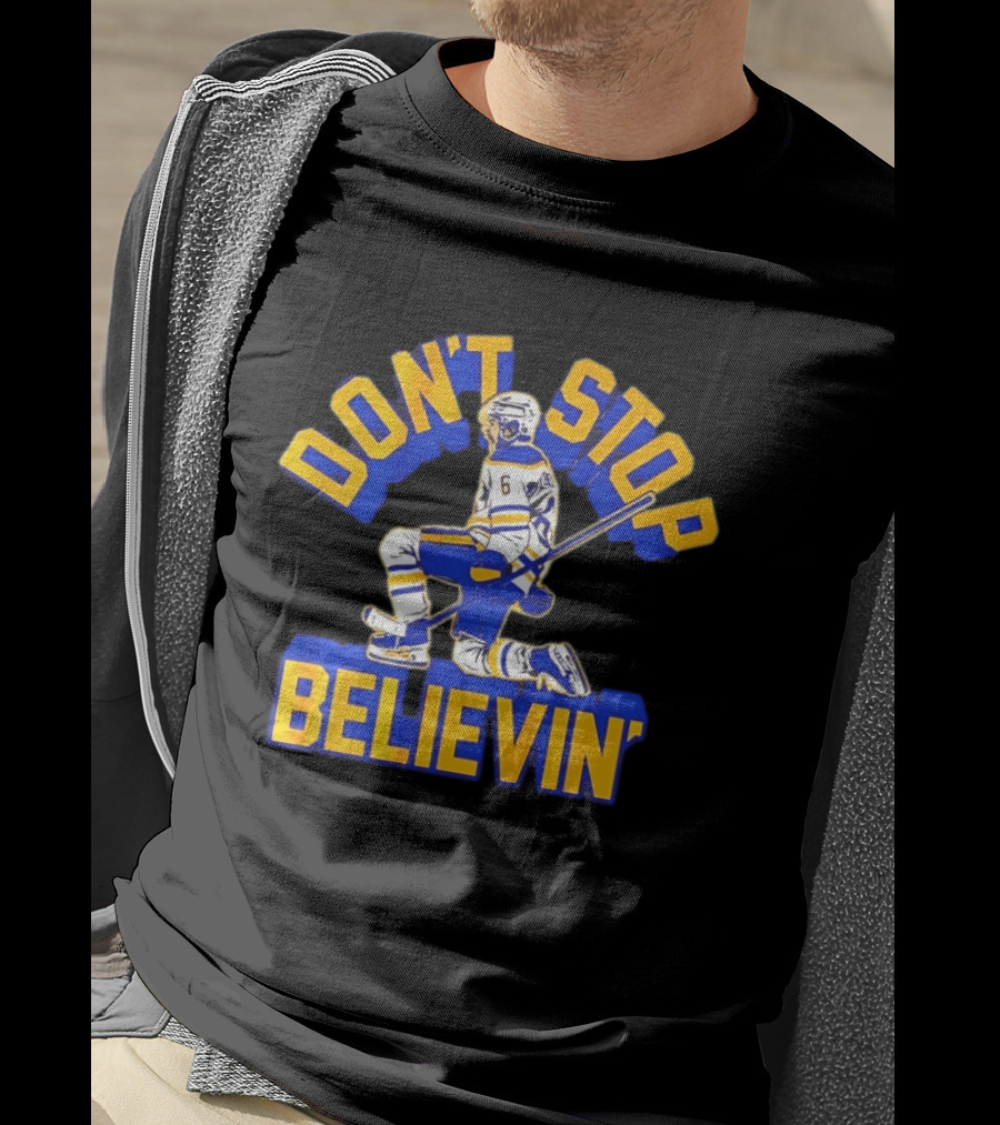 Buffalo Sabres Zach Benson Number 6 Don't Stop Believin T-Shirt