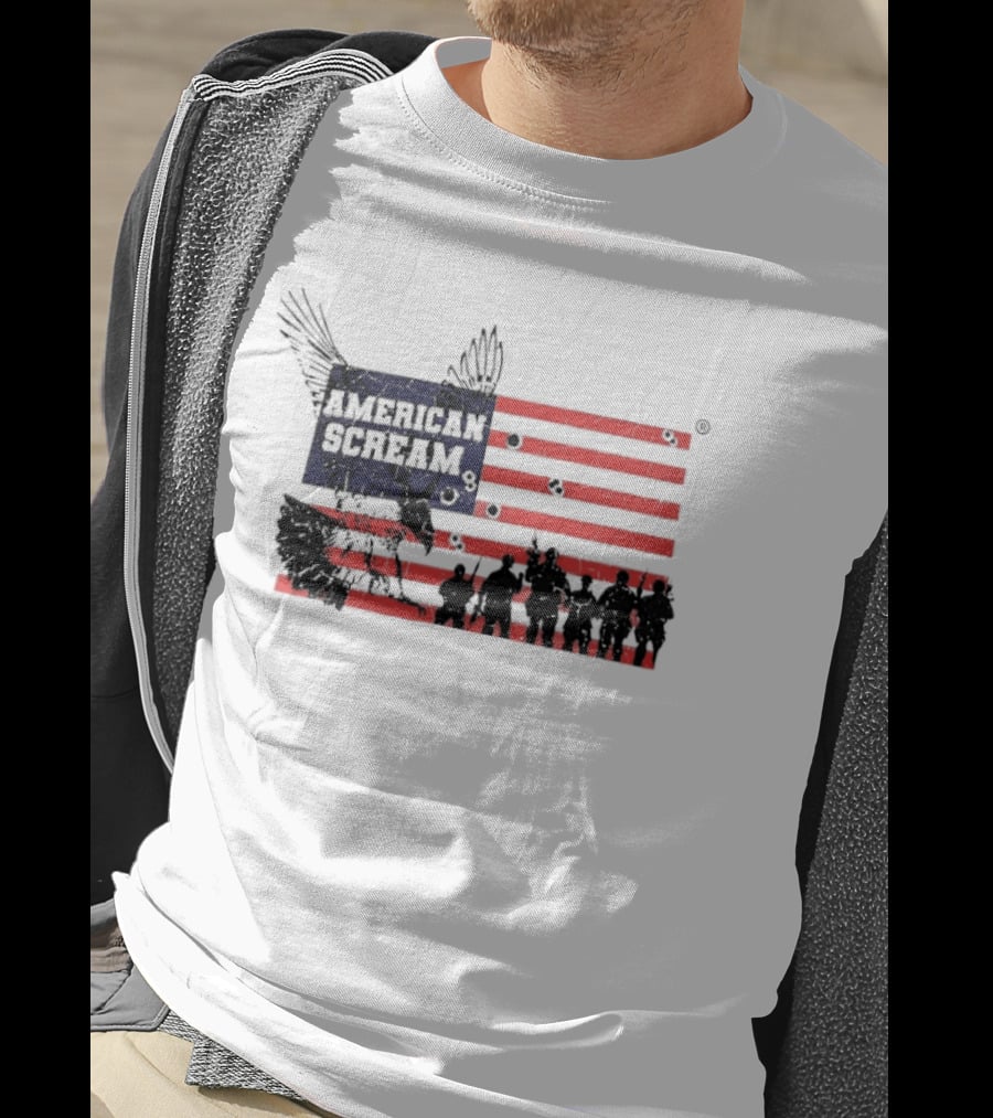American Scream Soldiers USA Flag Eagle T-Shirt