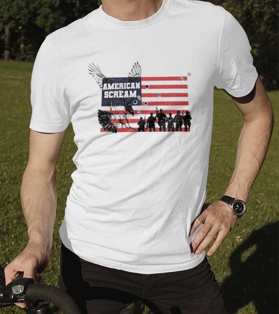 American Scream Soldiers USA Flag Eagle T-Shirt