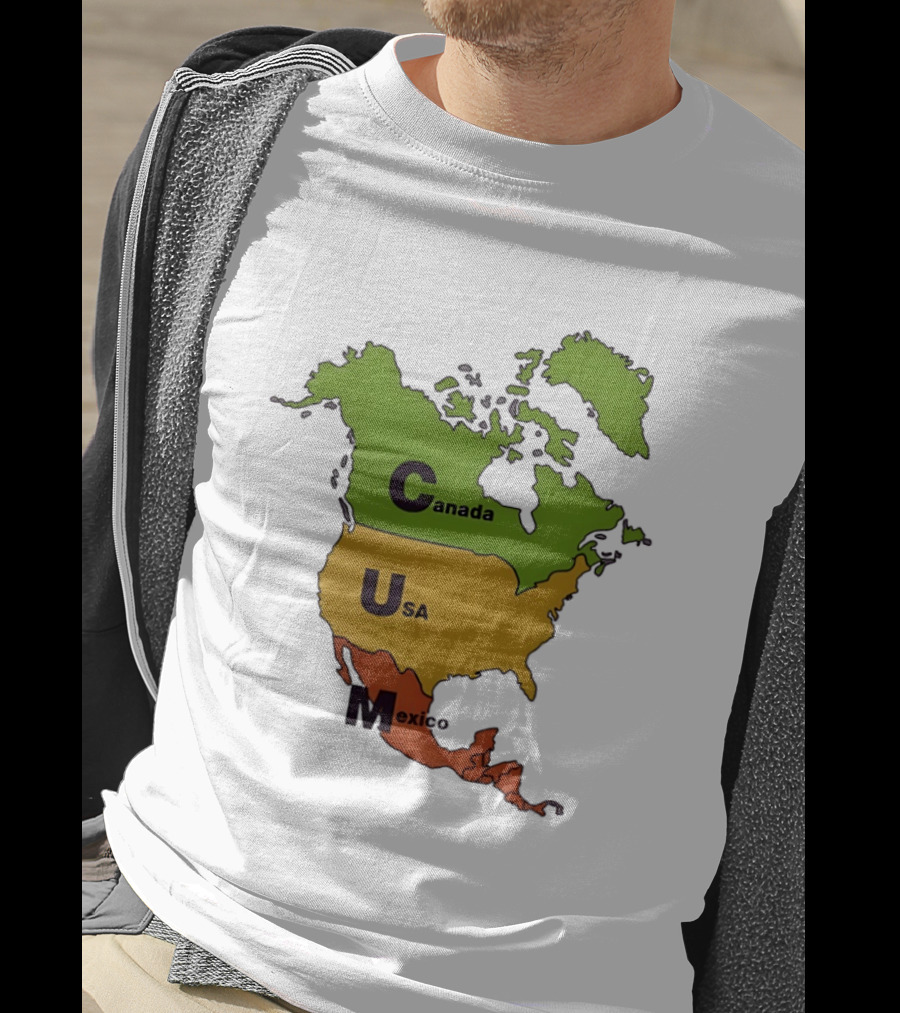 Canada USA Mexico Map CUM Bold Letters T-Shirt